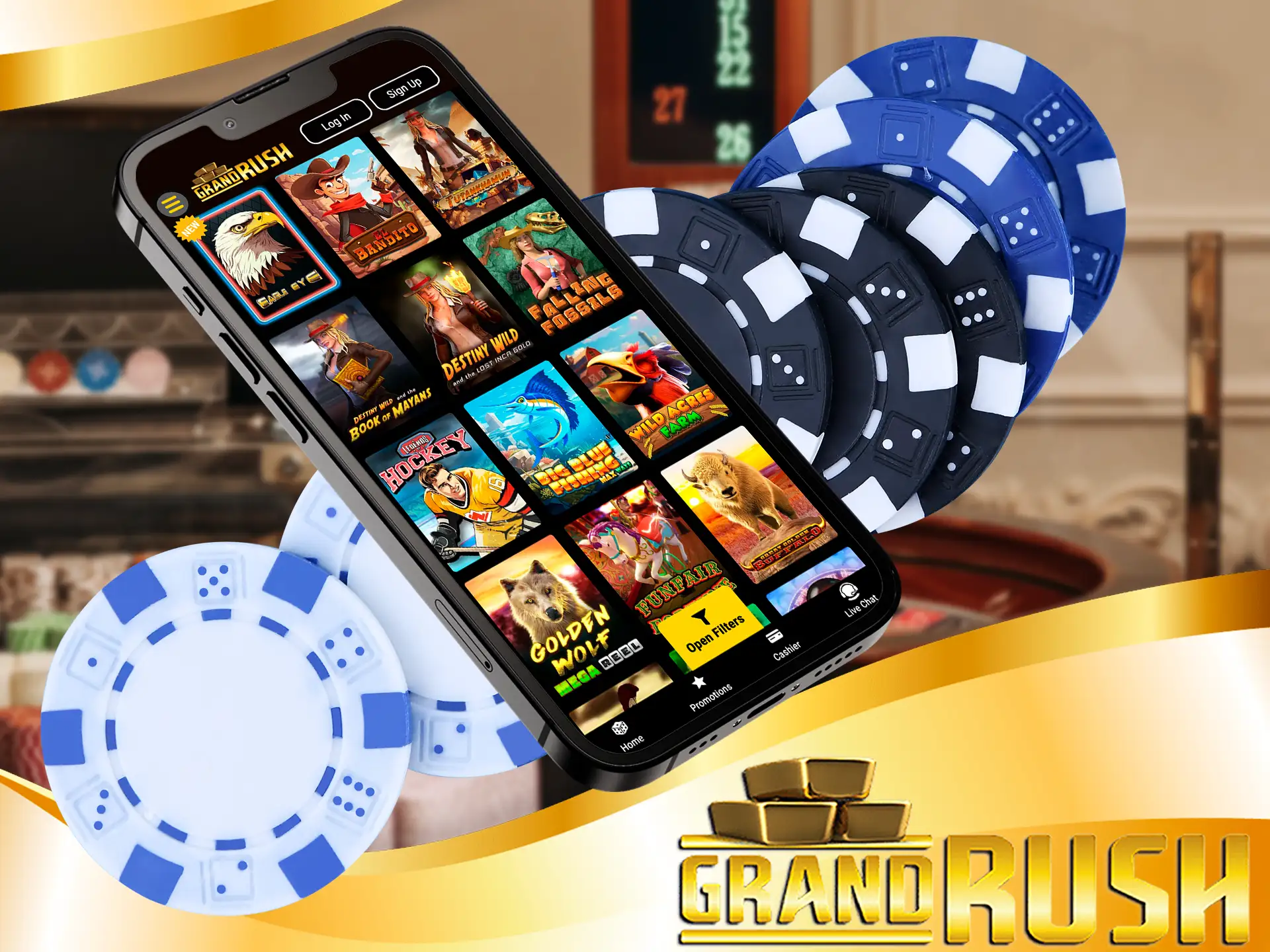 In Grand Rush mobile version you'll find any casino game you want.
