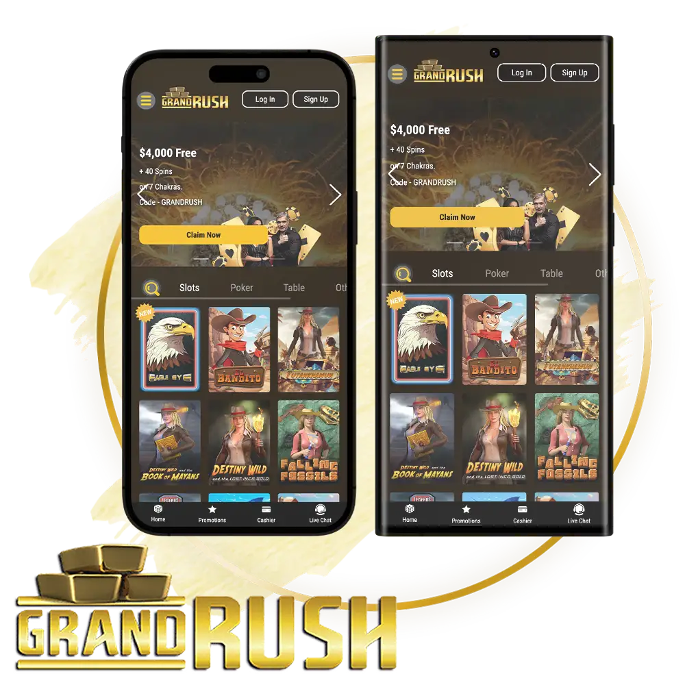 Try the Grand Rush mobile version to play casino games in Australia.