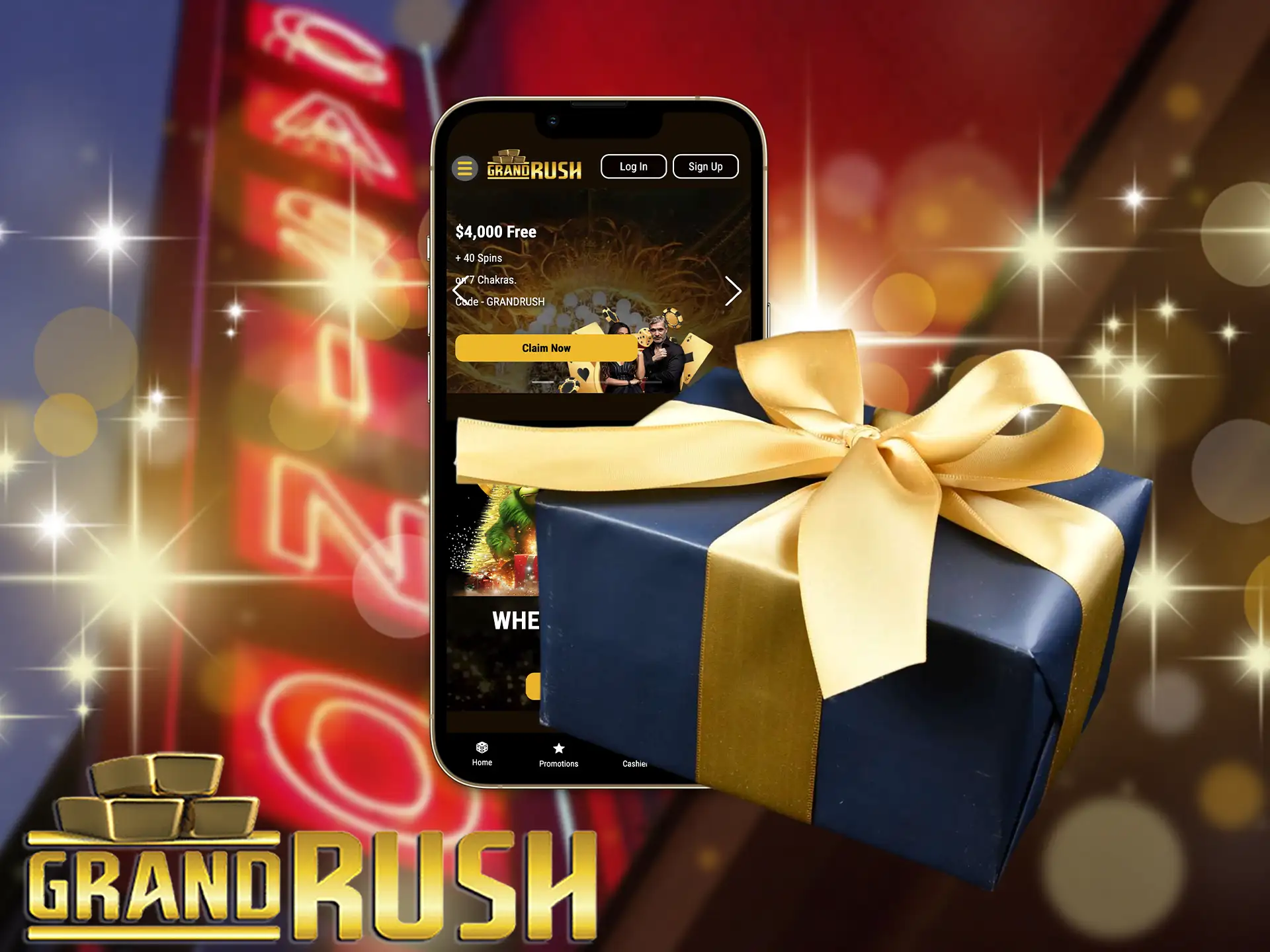 Claim a welcome bonus of up to AUD 6,000 in the Grand Rush casino app.