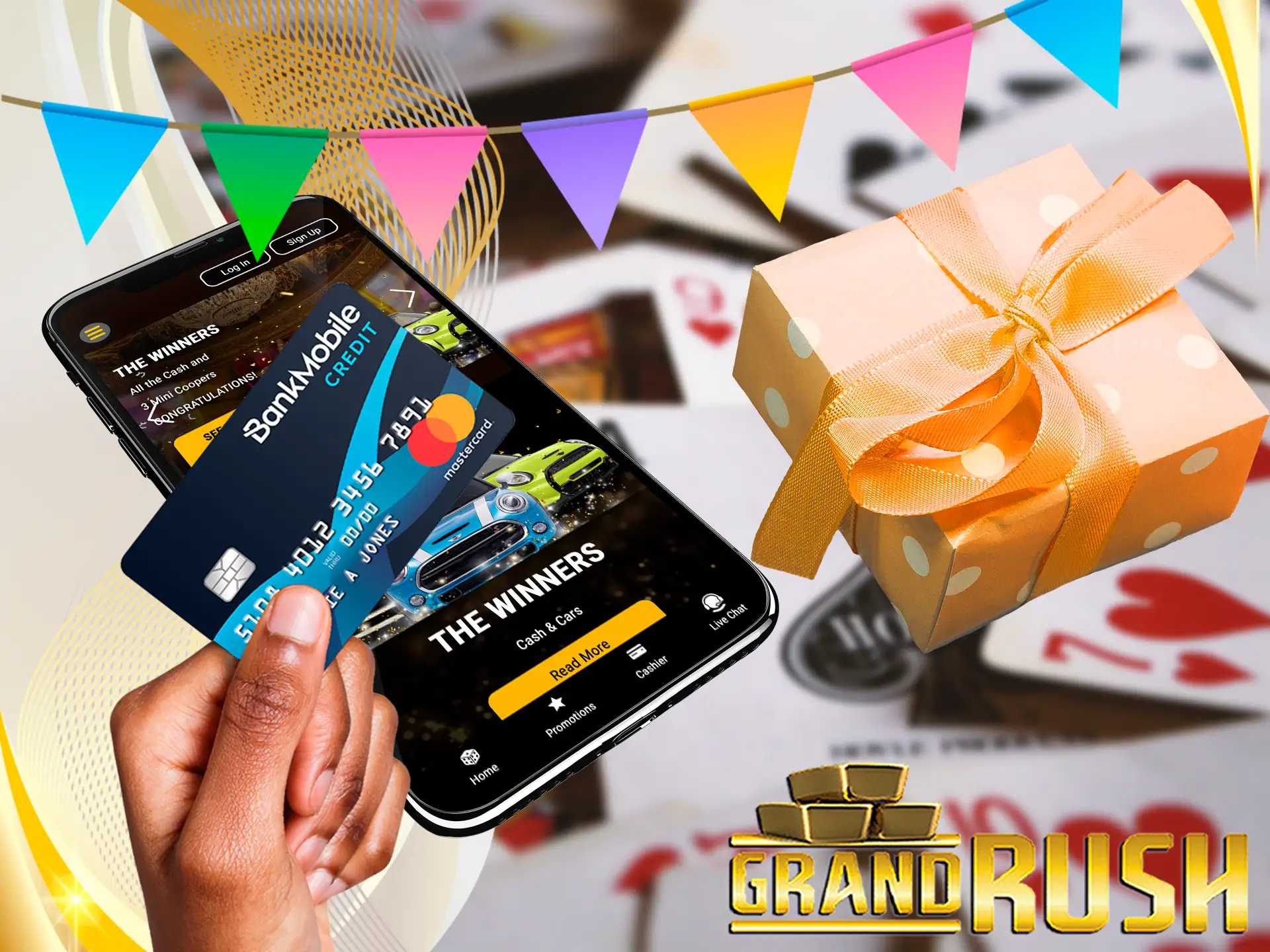 Grand Rush's first deposit bonus offers +200% for casino games.