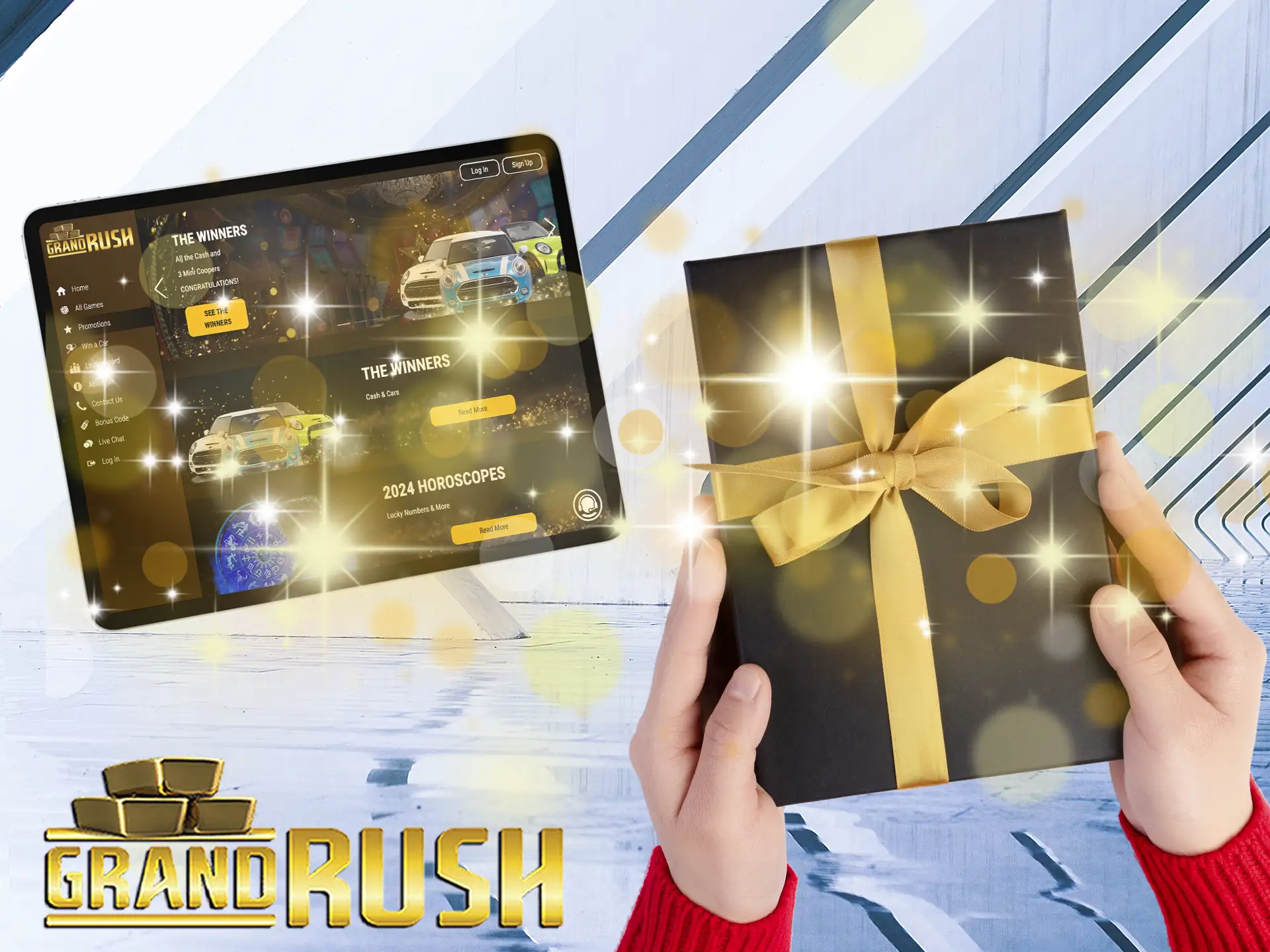 Register and make a first deposit to get the Grand Rush sign up bonuses.