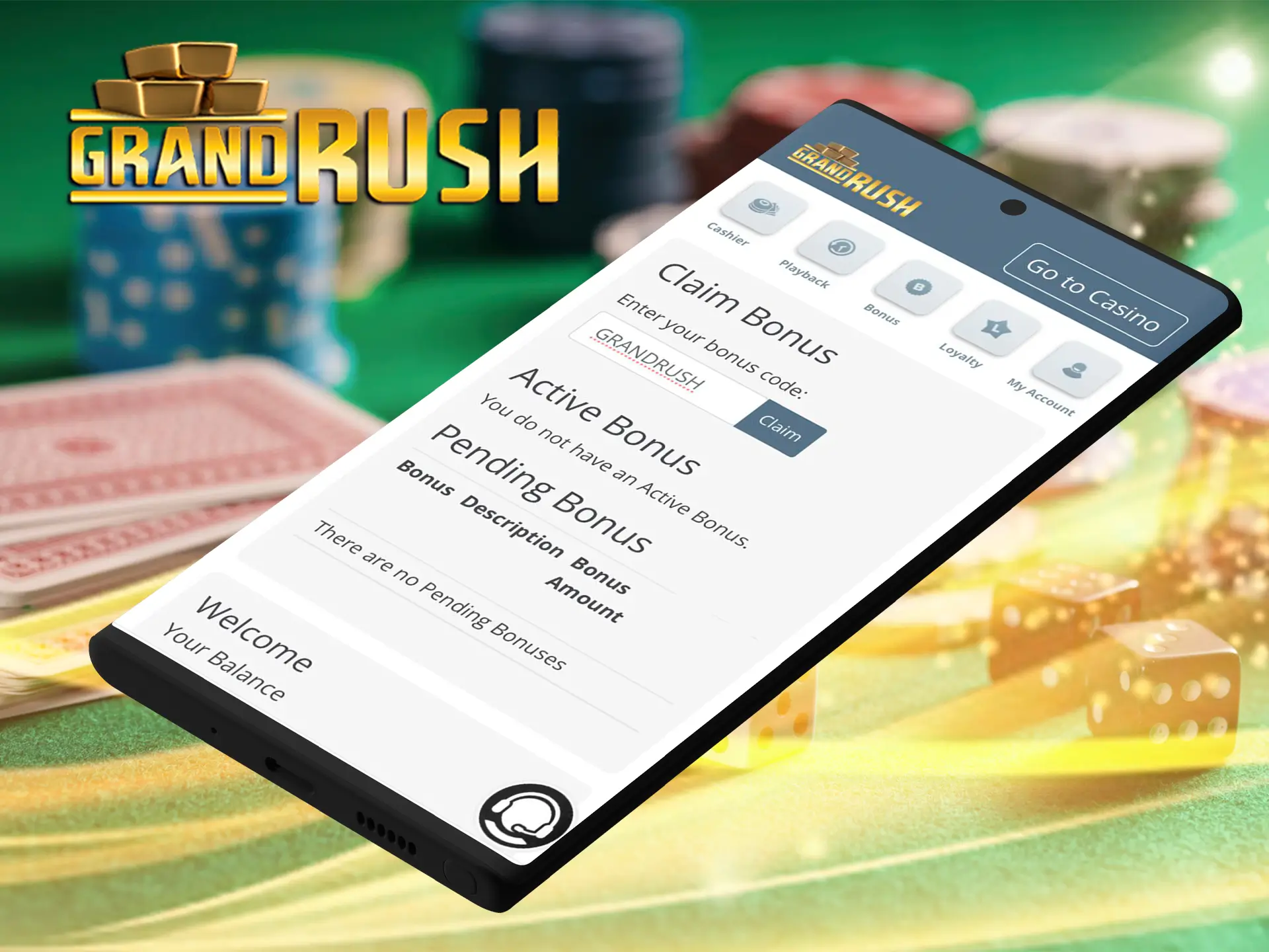 Use the promo code in the Grand Rush app during registration.