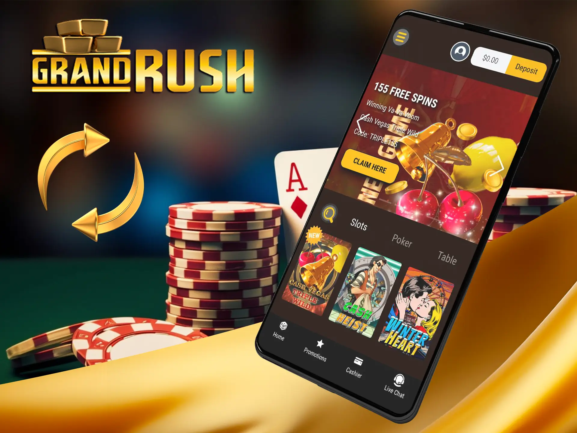 Update the Grand Rush casino app in 3 easy steps.
