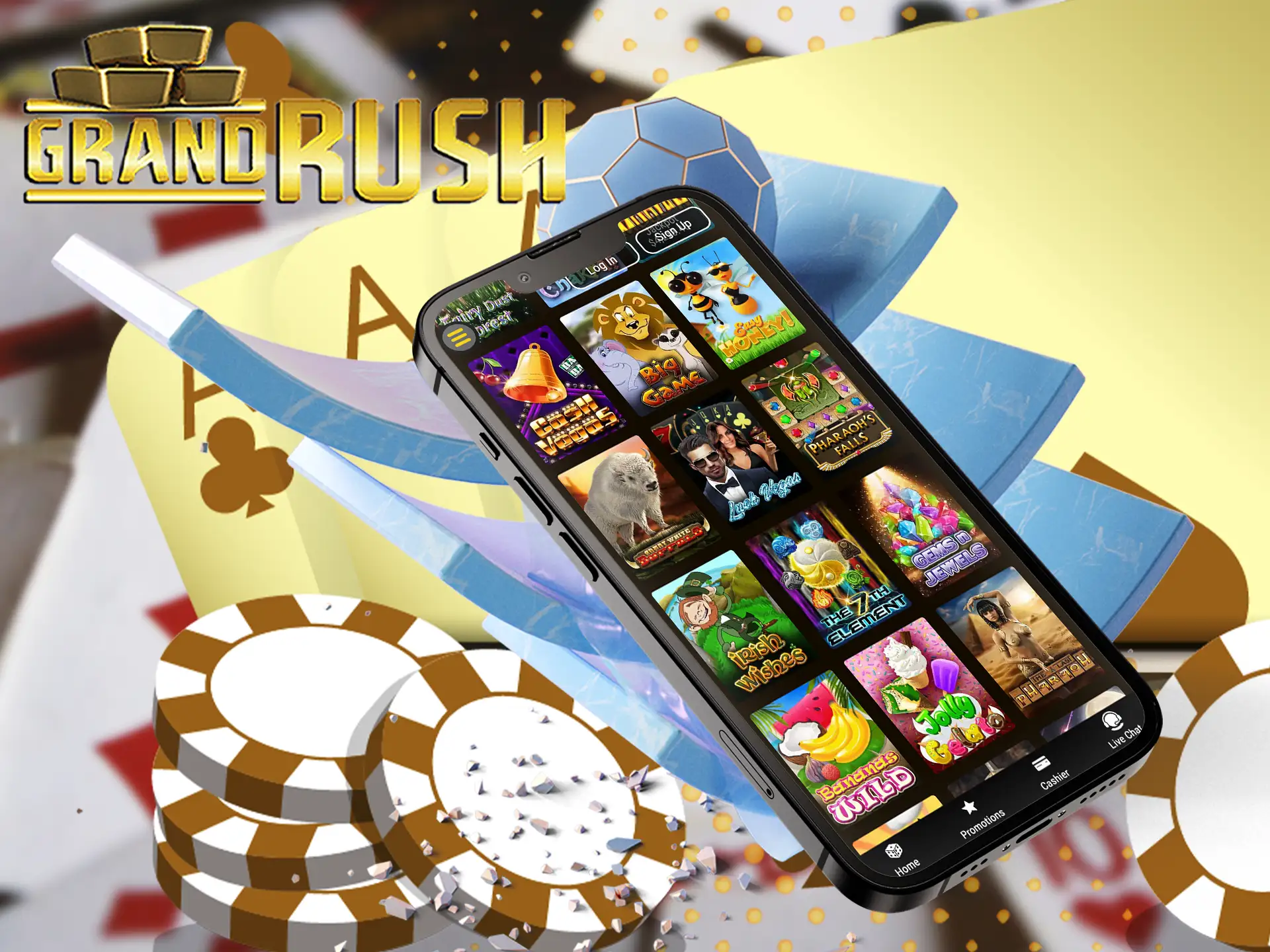 Deposit money and choose a Baccarat game on Grand Rush to start playing at the casino.