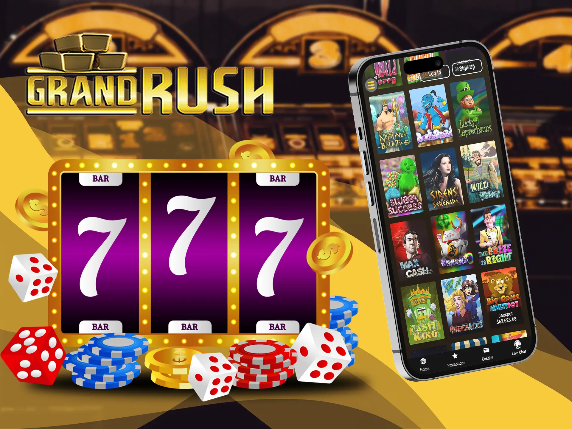 At Grand Rush online casino, there are hundreds of popular slot games.
