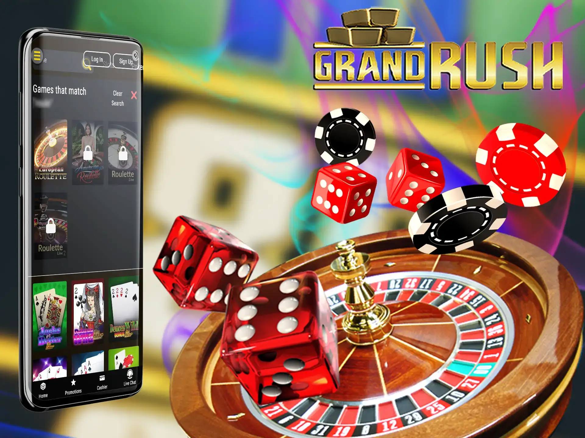 Sign up and make a deposit to play Roulette at Grand Rush online casino.