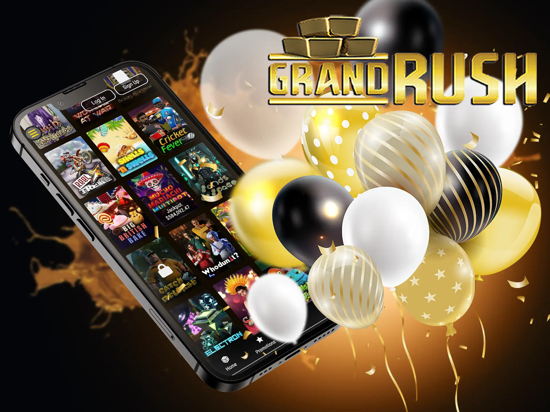 Grand Rush Casino gives bonuses for slot games.