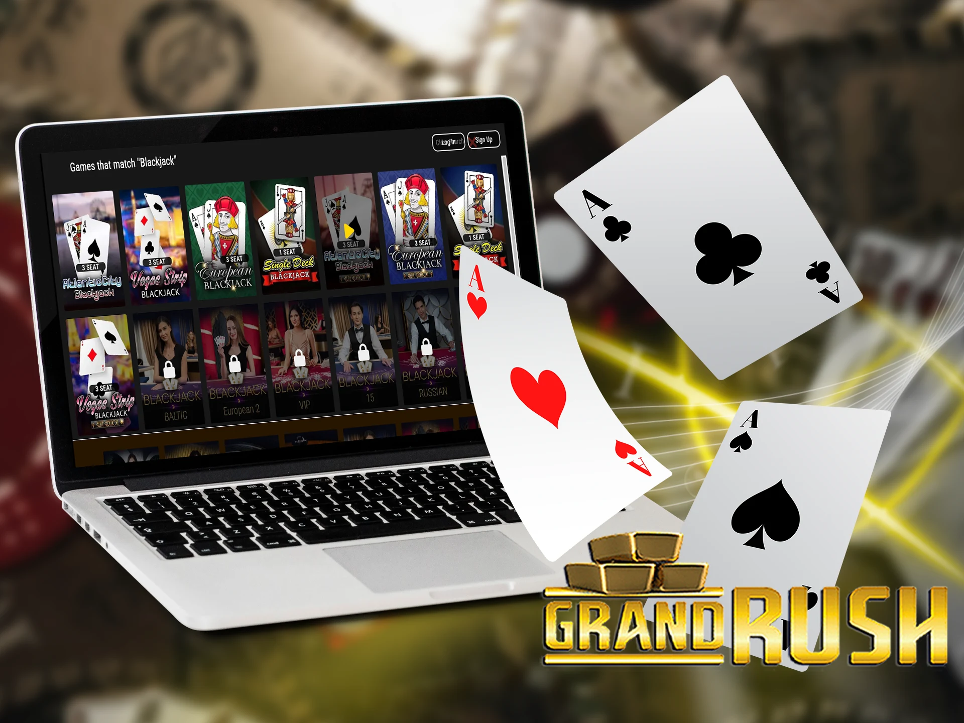 Play the most popular Blackjack game live on the Grand Rush Casino.