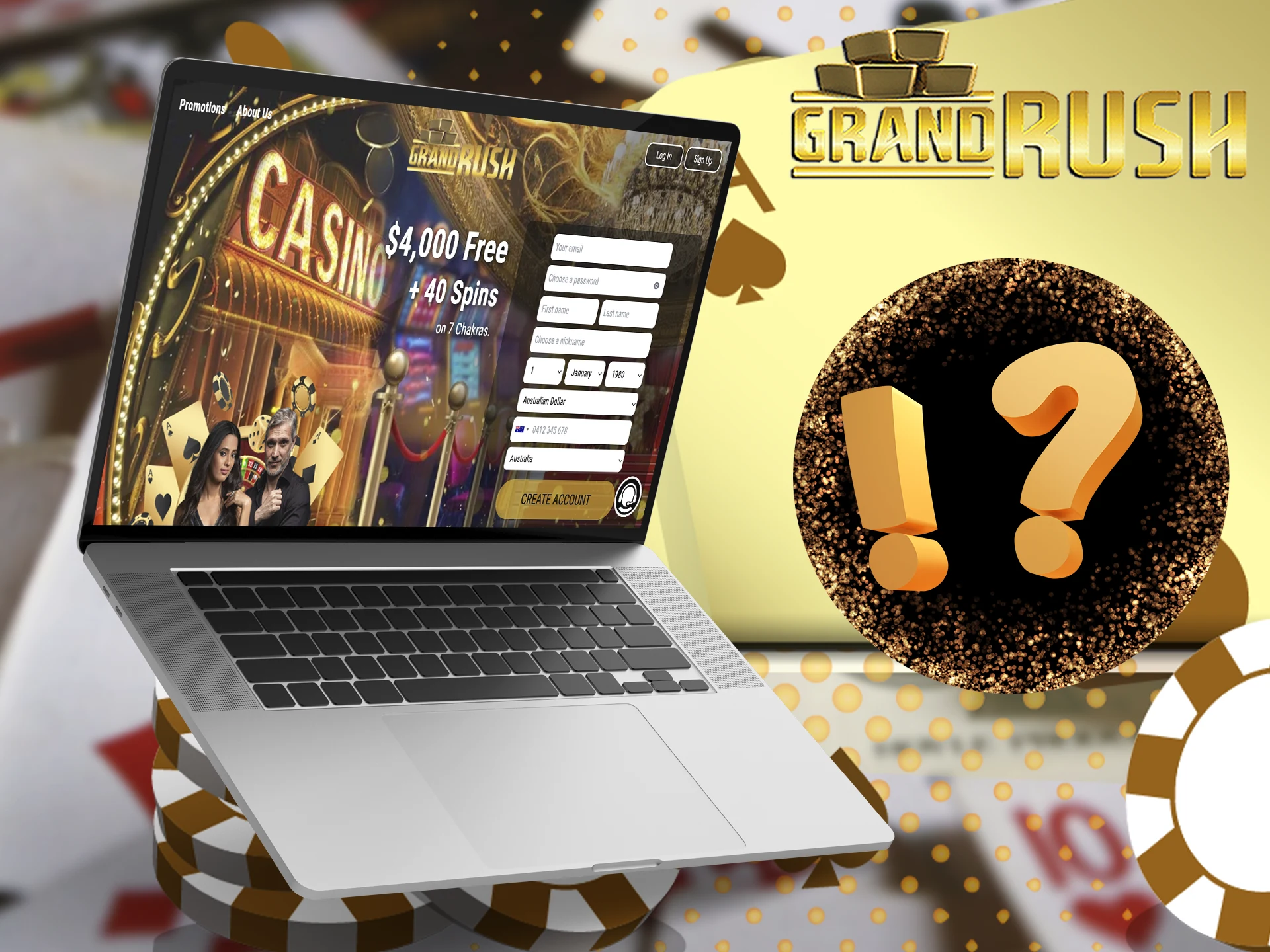 Register your account on the Grand Rush Casino to start playing live casino games.