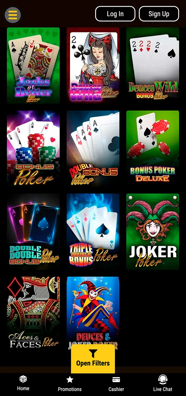 Play casino games at the Grand Rush online casino.